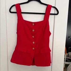 ASTR The Label Red Structured Button Front Top Size S